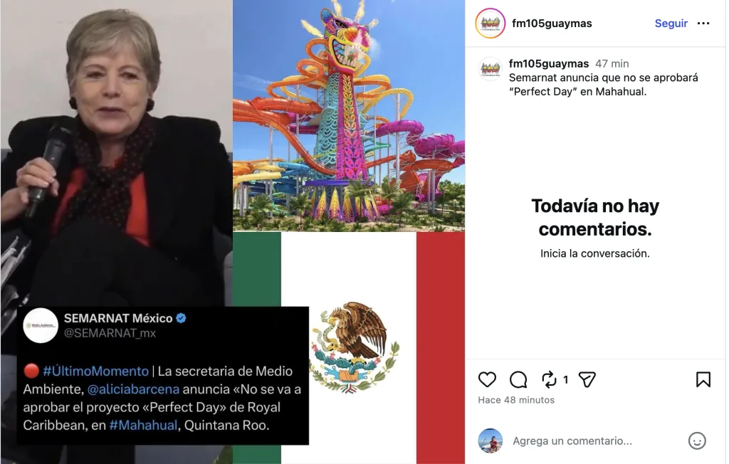 SEMARNAT anunció que el proyecto “Perfect Day” de Royal Caribbean en Mahahual no será aprobado. Te contamos qué incluía, por qué generó polémica y qué impacto tendría en Quintana Roo.