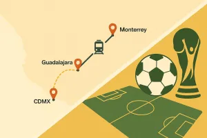 Con tres sedes en México para 2026, planear traslados entre CDMX, Guadalajara y Monterrey será clave. /Foto: IA