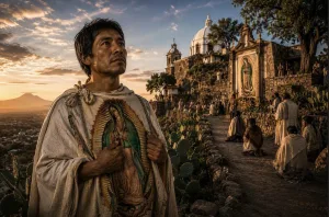 Reconocido como el primer santo indígena de América, San Juan Diego es una de las figuras más importantes de la tradición guadalupana./Foto: IA (Copilot)