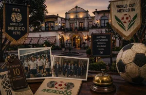 Entre jardines, pasillos y salones históricos, los hoteles que recibieron a las selecciones mundialistas en México guardan historias poco conocidas de convivencia, preparación y gloria futbolística./Foto: IA (Copilot)