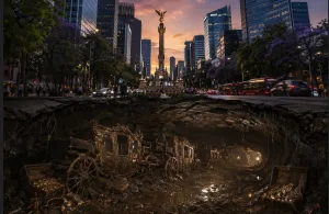 La leyenda asegura que, bajo el asfalto de Paseo de la Reforma, permanecen enterrados carruajes con tesoros atribuidos a la corte de Maximiliano de Habsburgo, uno de los misterios históricos más persistentes de la capital mexicana./Foto: AI (Copilot)