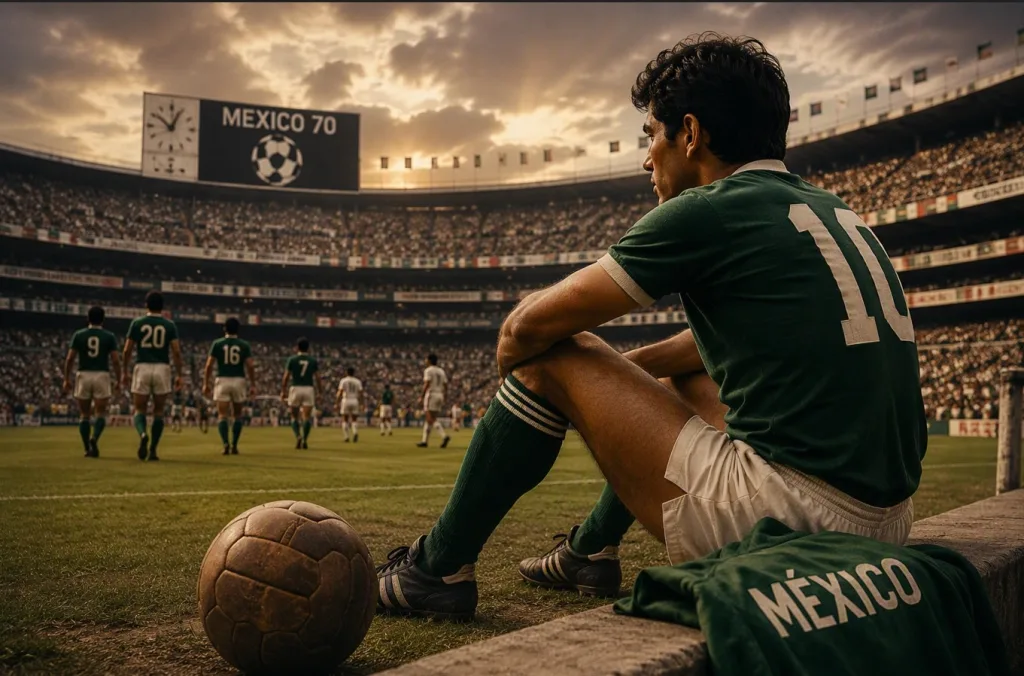 Alberto Onofre llegó a México 70 como una de las grandes promesas del fútbol nacional, pero una lesión sufrida días antes de la inauguración le impidió disputar el Mundial de su vida./Foto IA (Copilot)