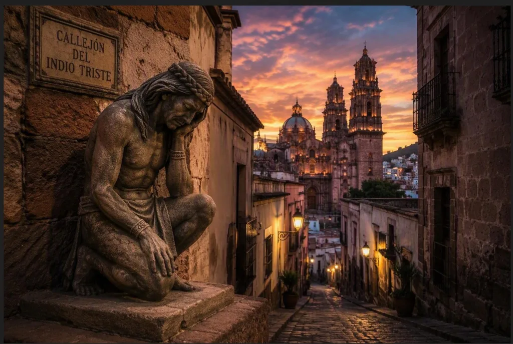 Según la tradición popular, Tlacuitl murió consumido por la tristeza tras perder al gran amor de su vida, dejando una huella imborrable en la memoria de Zacatecas./Foto: IA