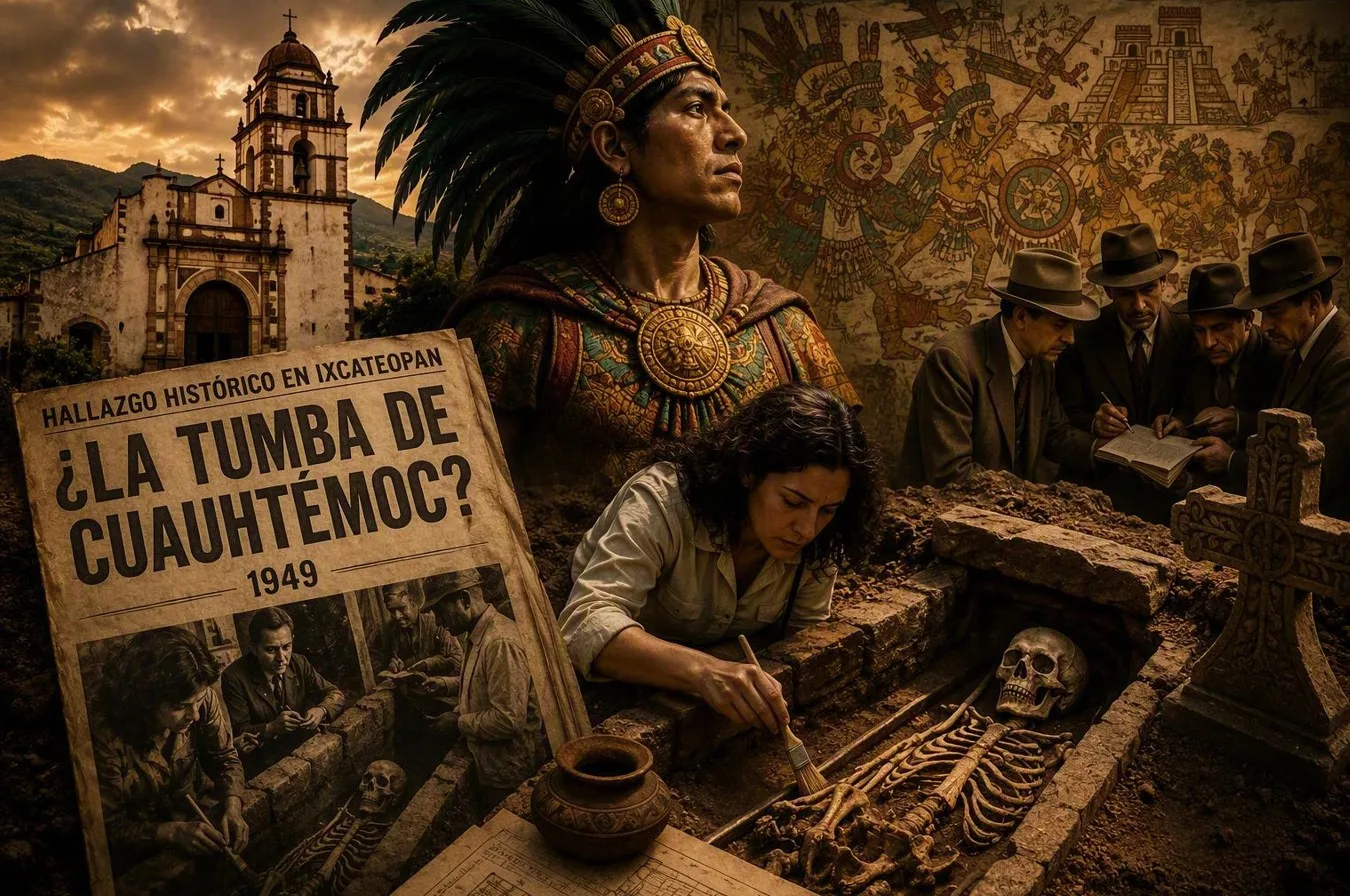Más de cuatro siglos después de la muerte del último tlatoani mexica, la búsqueda de su tumba continúa alimentando preguntas sobre identidad, memoria y patrimonio nacional./Foto: IA (Copilot)