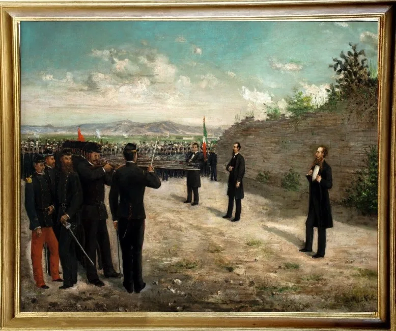 El Cerro de las Campanas es mucho más que un sitio histórico de Querétaro: es el escenario donde concluyó el Segundo Imperio Mexicano/ Fusilamiento de Maximiliano. Francisco de Paula Mendoza, 1890./Foto: Fomento Civico Segob