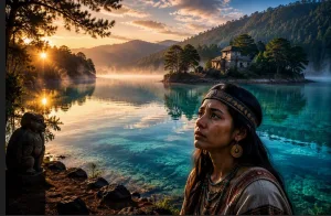 Rodeado de bosques y neblina, el lago de Zirahuén resguarda una de las historias de amor más conmovedoras del imaginario purépecha./Foto:IA
