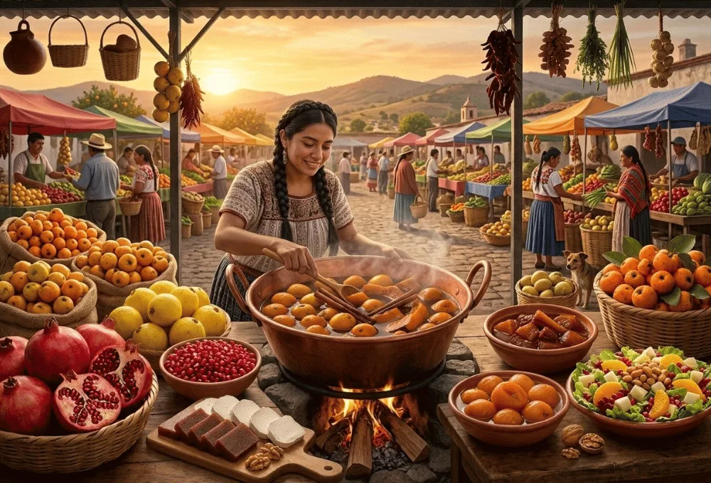¿Cuáles son las frutas de otoño más populares en México y qué platillos tradicionales se preparan con ellas?
