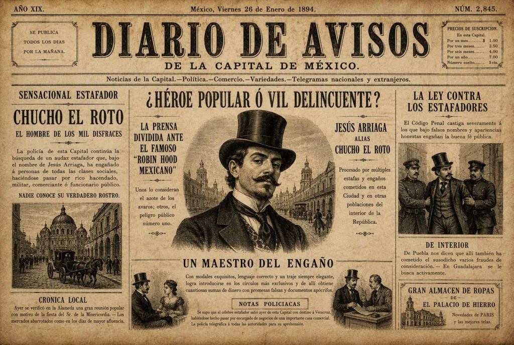 Jesús Arriaga, mejor conocido como Chucho el Roto, pasó de ser un personaje perseguido por la justicia a convertirse en una de las leyendas más fascinantes del México del siglo XIX./Foto:IA