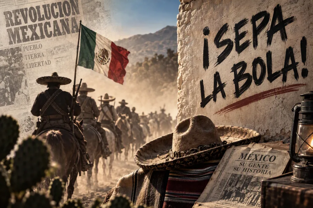 “¡Sepa la bola!” sigue siendo una de las expresiones más populares de México, pero su origen conserva la memoria de las multitudes que participaron en la Revolución Mexicana y transformaron la historia del país./Foto: IA
