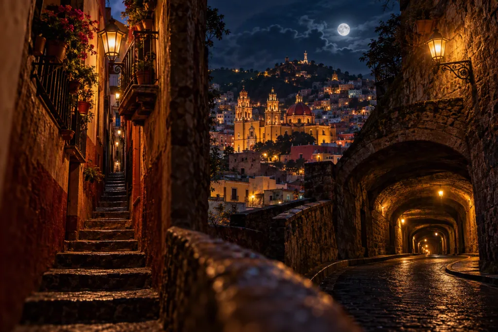 Los callejones y túneles de Guanajuato han alimentado durante siglos algunas de las leyendas más inquietantes de la ciudad./Foto: IA