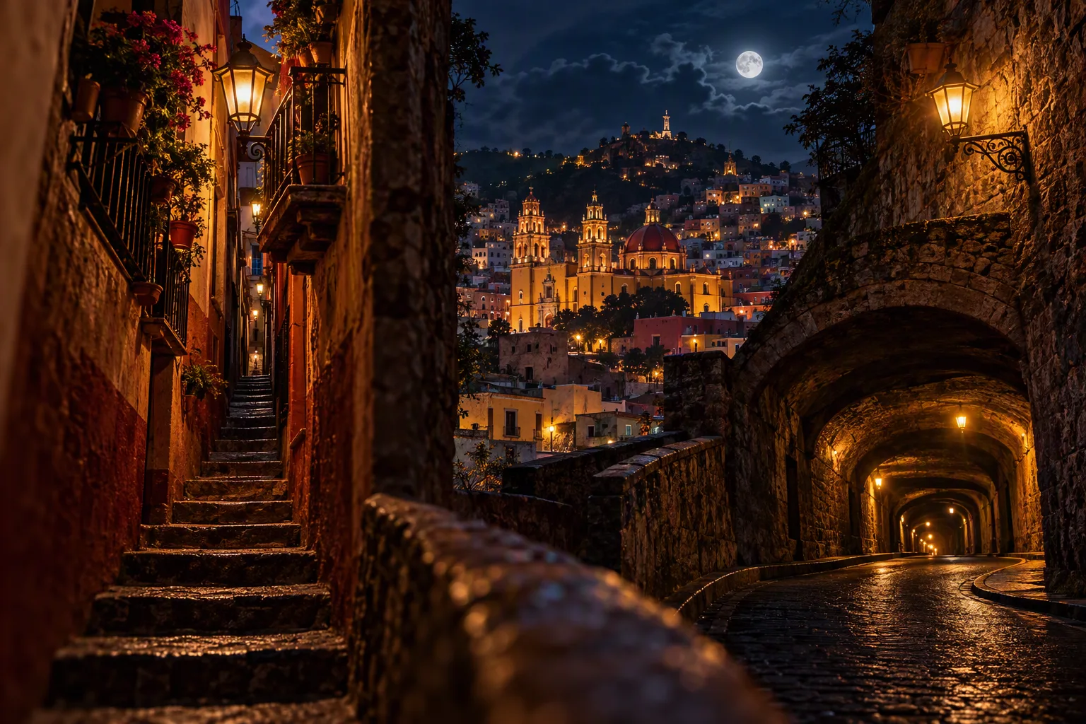 Los callejones y túneles de Guanajuato han alimentado durante siglos algunas de las leyendas más inquietantes de la ciudad./Foto: IA