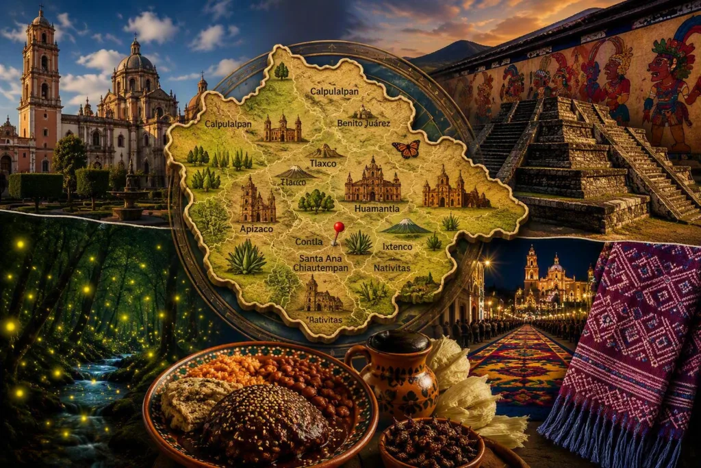 Tlaxcala se volvió famosa por un meme que asegura que no existe, pero su patrimonio arqueológico, cultural y natural demuestra exactamente lo contrario./Foto:IA