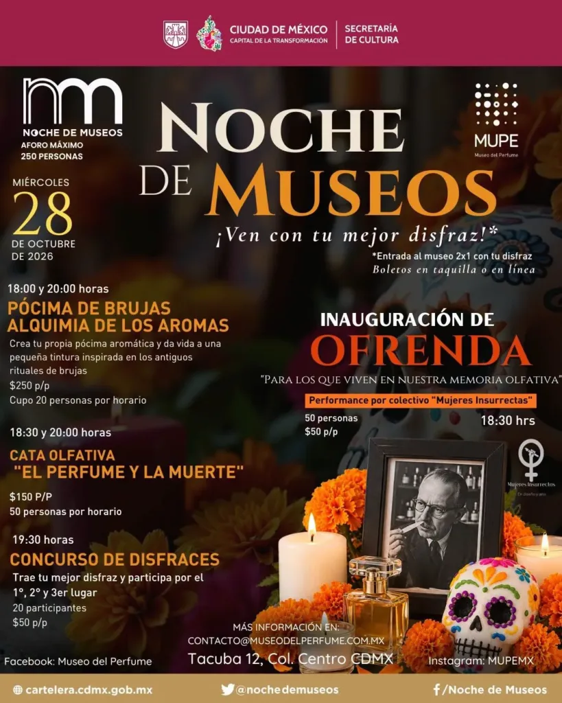 Descubre qué hacer en la Noche de Museos de octubre 2026 en CDMX: conciertos, recorridos, talleres y actividades especiales de Día de Muertos. ¿Cuál te llamó más la atención?