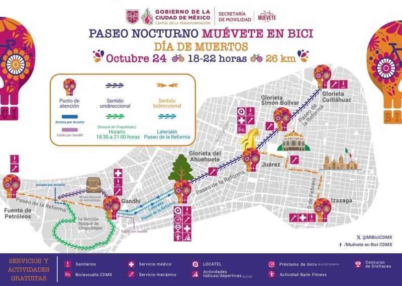 Conoce la fecha, horario, ruta y actividades gratuitas del Paseo Nocturno de Día de Muertos 2026 en CDMX, que llegará hasta Chapultepec. ¿Vas a ir?