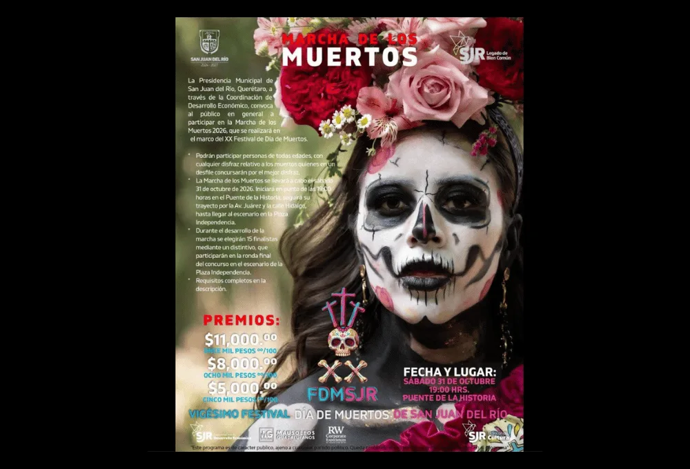 Marcha de los muertos. Festival de Día de Muertos en San Juan del Río 2026.